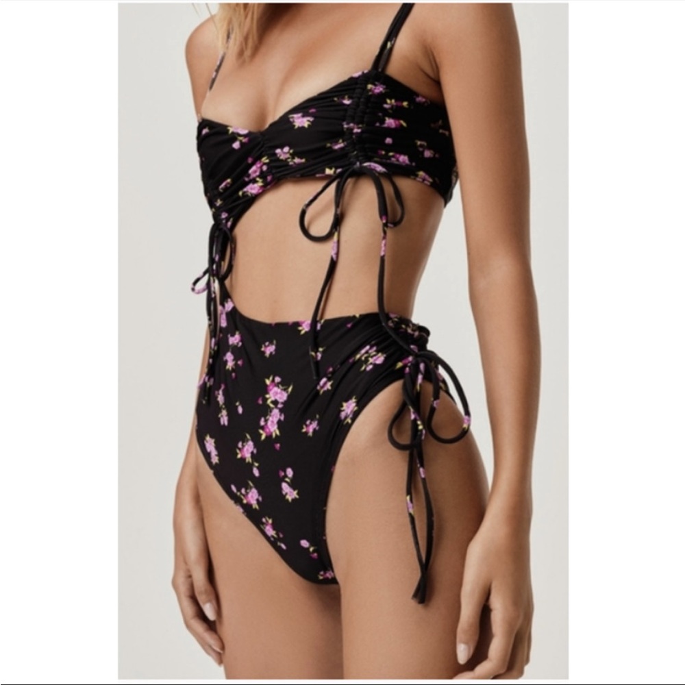 For Love and Lemons Midnight Bloom One Piece Swim Womens XS